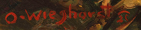 This is one of the Olaf Wieghorst signatures used on original works of art by Olaf Wieghorst.